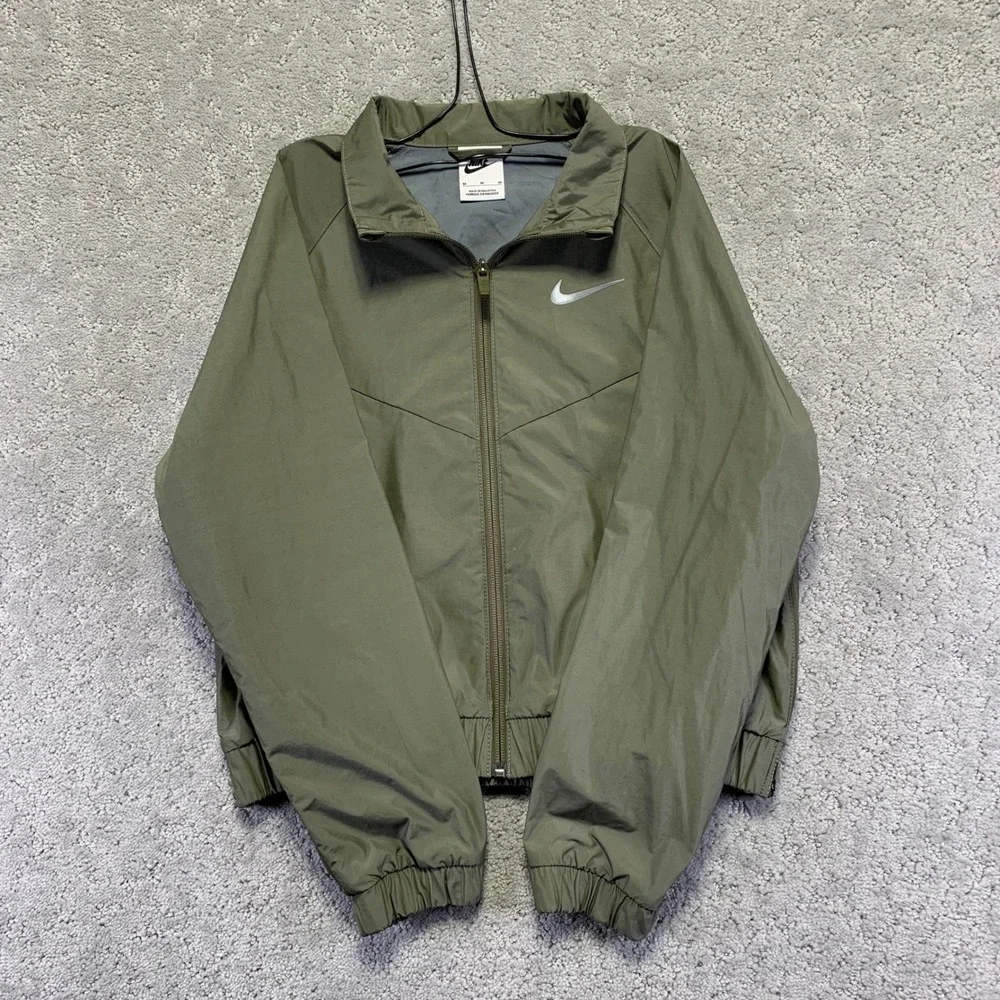 Nike Sample Jacket‎ Size Youth Medium Green Bomber Windbreaker Zip Up Swoosh